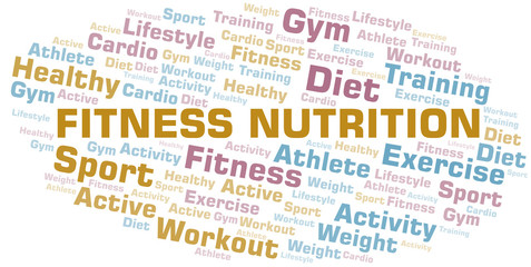 Fitness Nutrition word cloud. Wordcloud made with text only.