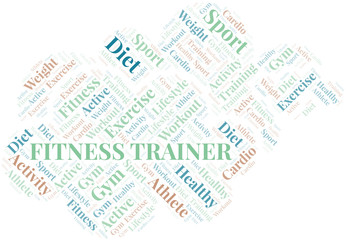 Obraz premium Fitness Trainer word cloud. Wordcloud made with text only.