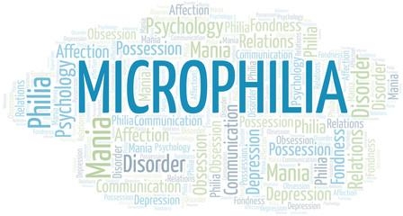 Fototapeta premium Microphilia word cloud. Type of Philia.
