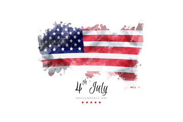 4 July Independence day Greeting card with usa flag of united states of america