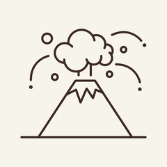 Eruption line icon. Volcano, outburst, natural disaster. Global disaster concept. Vector illustration can be used for topics like global warming, air pollution, environment protection © RedlineVector