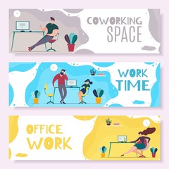Work Time and Office Management Header Banner Set