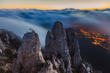 Amazing view from Ai-Petri mountain. Evening Crimea.