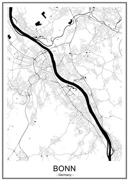 vector map of the city of Bonn, Germany, North Rhine-Westphalia, Cologne