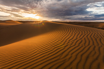 Obraz na płótnie Canvas Beautiful desert landscape with a colorful sunset. Desert background.