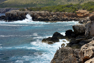 Landscapes of Ibiza.The northern coast of the island is constantly destroyed by the waves.