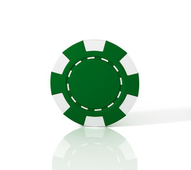 Green  casino chip on white background. 3D Illustration