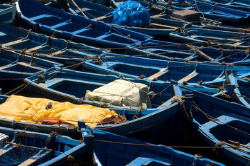 Blue fishing boats in a Moroccan harbour