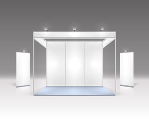 Scene show Podium for presentations on the gray background.