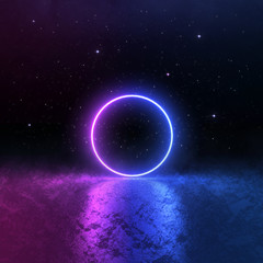 Fototapeta na wymiar Sci Fi pink blue neon light, energy source, 3d render, abstract background