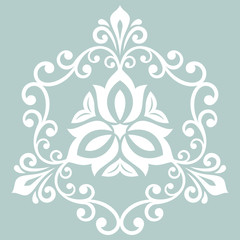 Elegant vintage vector ornament in classic style. Abstract traditional triangular white pattern with oriental elements. Classic vintage pattern