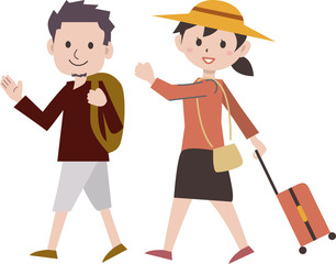 カップル　旅行　歩く