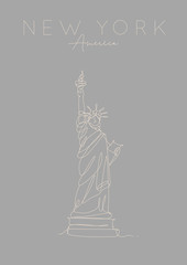 Poster new york statue of liberty grey