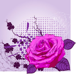 Background with a pink rose. Vector. - 274231856