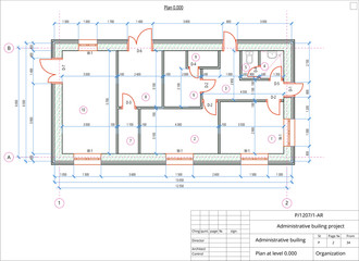 Architectural plan of the administrative building. Color version with place for text and copy space.