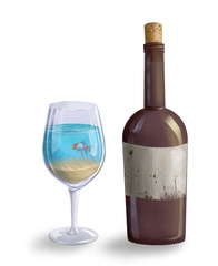 wine bottle, letter in the bottle