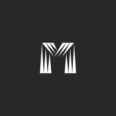 Monogram letter M logo triangles shapes striped minimalist style simple identity emblem