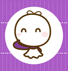 A cute character on rainy day, Vector illustration