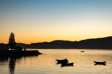 Sunset in a dock of Vigo