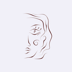face of a woman line illustration vector
