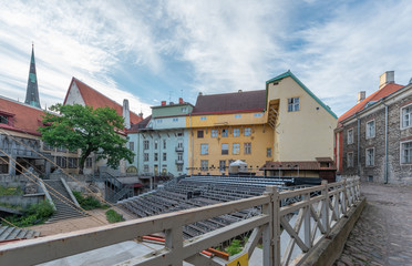 colorful houses on city tallinn estonia