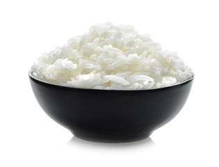 rice in bowl isolated on white background
