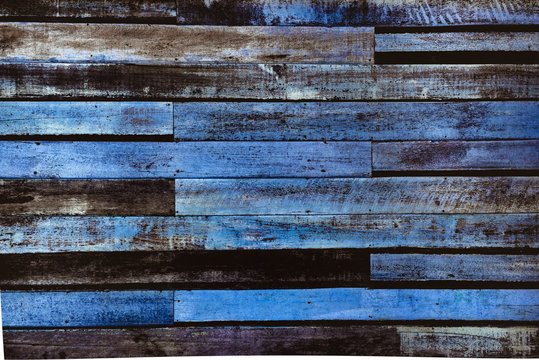 Vintage Blue Beach Wood Background ,old Grunge Wooden Plank, Copy Space