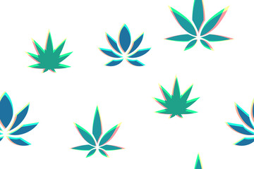 Seamless pattern with cannabis leavesCannabis leaves in geometric style seamless pattern on white background