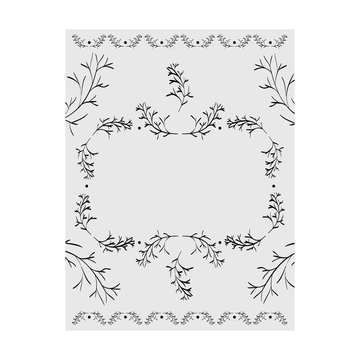 frame decorative with leafs boho style
