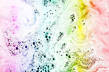 Colorful bath bomb bubble foam background