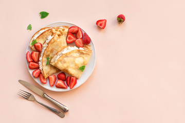 Crepes with strawberries