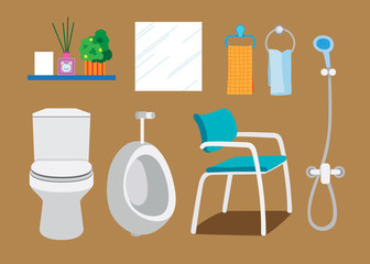 Bathroom object and furniture, Vector illustration 