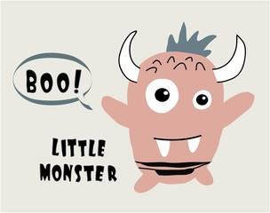 cute monster print .childish vector illustration for kids t shirt,clothes