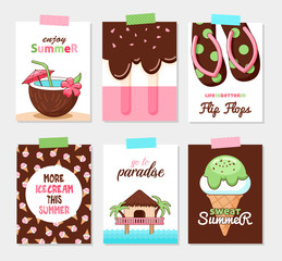 Vector set of bright summer cards