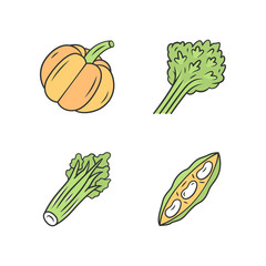 Vegetables color icons set