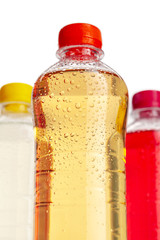 Berry lemonade in the bottles on the table