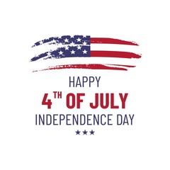 Happy 4th of July. USA Independence Day greeting card with american national flag