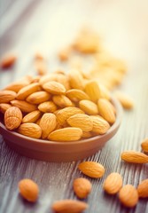 Group of almonds isolated on white