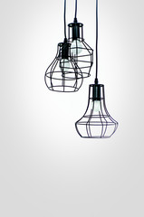 Chrome black ceiling lights beautifully arranged.Copy space.Do not focus on the main object of this image.