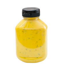 Jalapeno Mustard bottle on white background