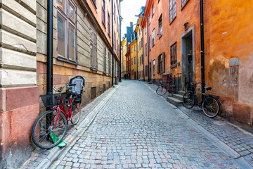 Narrow streets of old town (Gamla Stan), Stockholm, Sweden