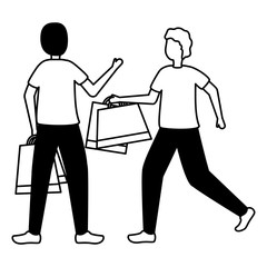 two men with shopping bags commerce