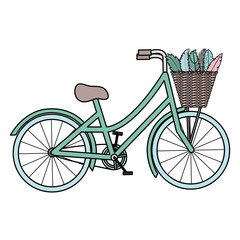 Fototapeta na wymiar retro bicycle with basket and feathers bohemian style