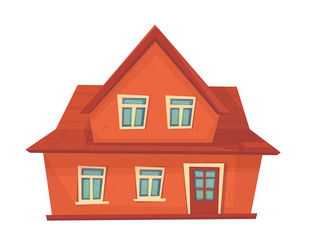 Farmer house. Farm building isolated on white.