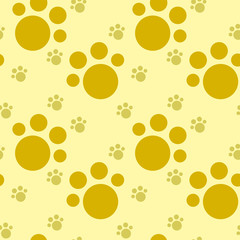 Vector seamless pattern with cat or dog,kitten or puppy footprints. Can be used for wallpaper,fabric, web page background, surface textures.