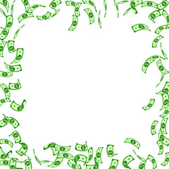 American dollar notes falling. Sparse USD bills on