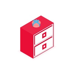 Isolated icon of isometric nightstand