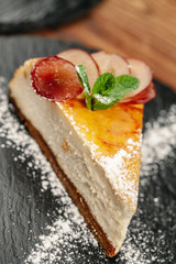 Exquisite restaurant dessert.  Exclusive meals and haute cuisine concept, top view