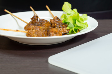 Select Focus Of beef Barbecue on table 