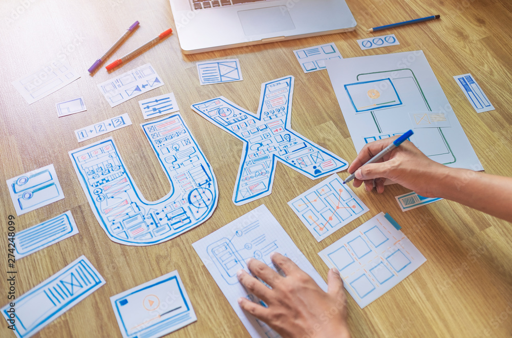 Poster ux designer creative prototype graphic planning application development for web mobile phone . user 